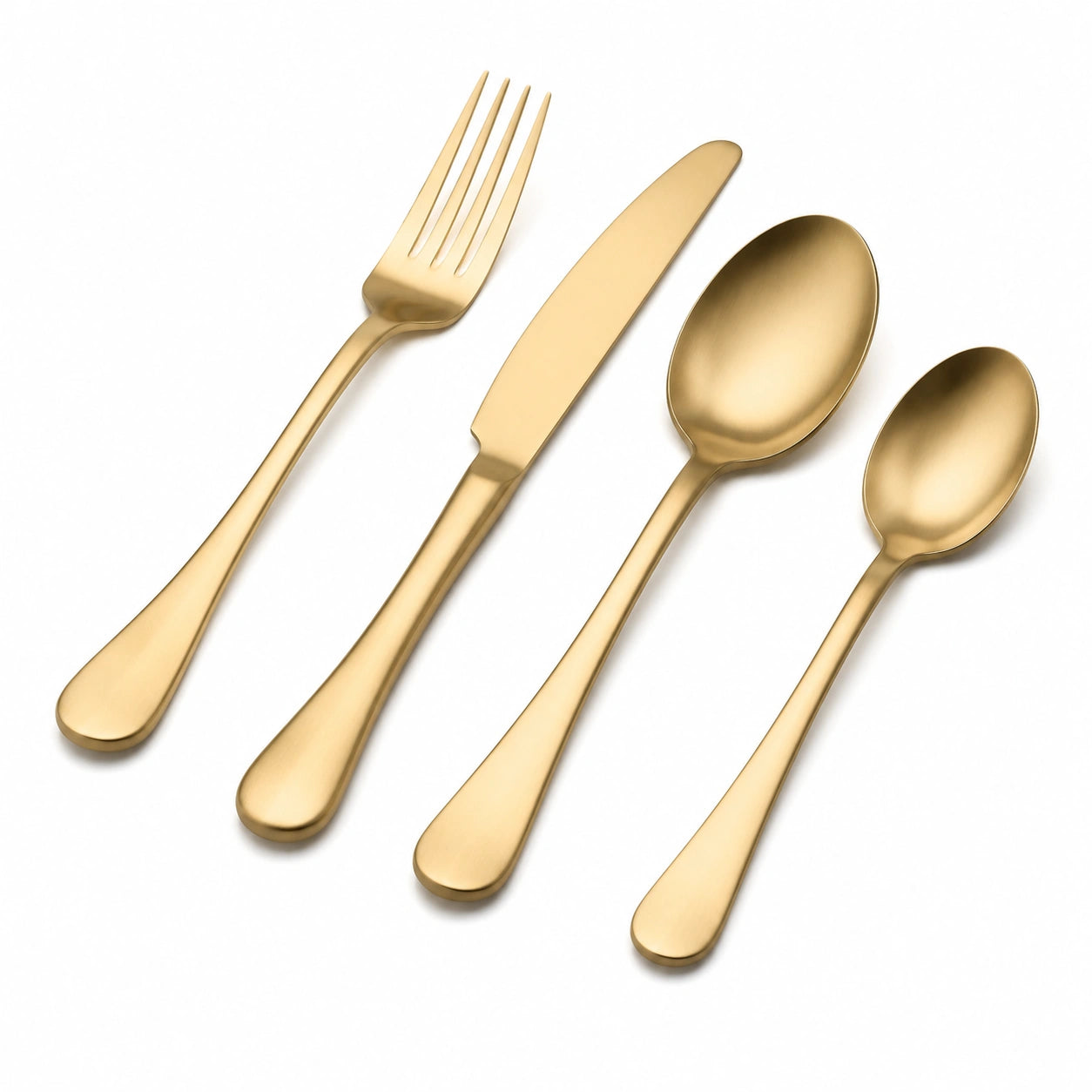 Besteckset 4-teilig Edelstahl Gold matt für den Esstisch