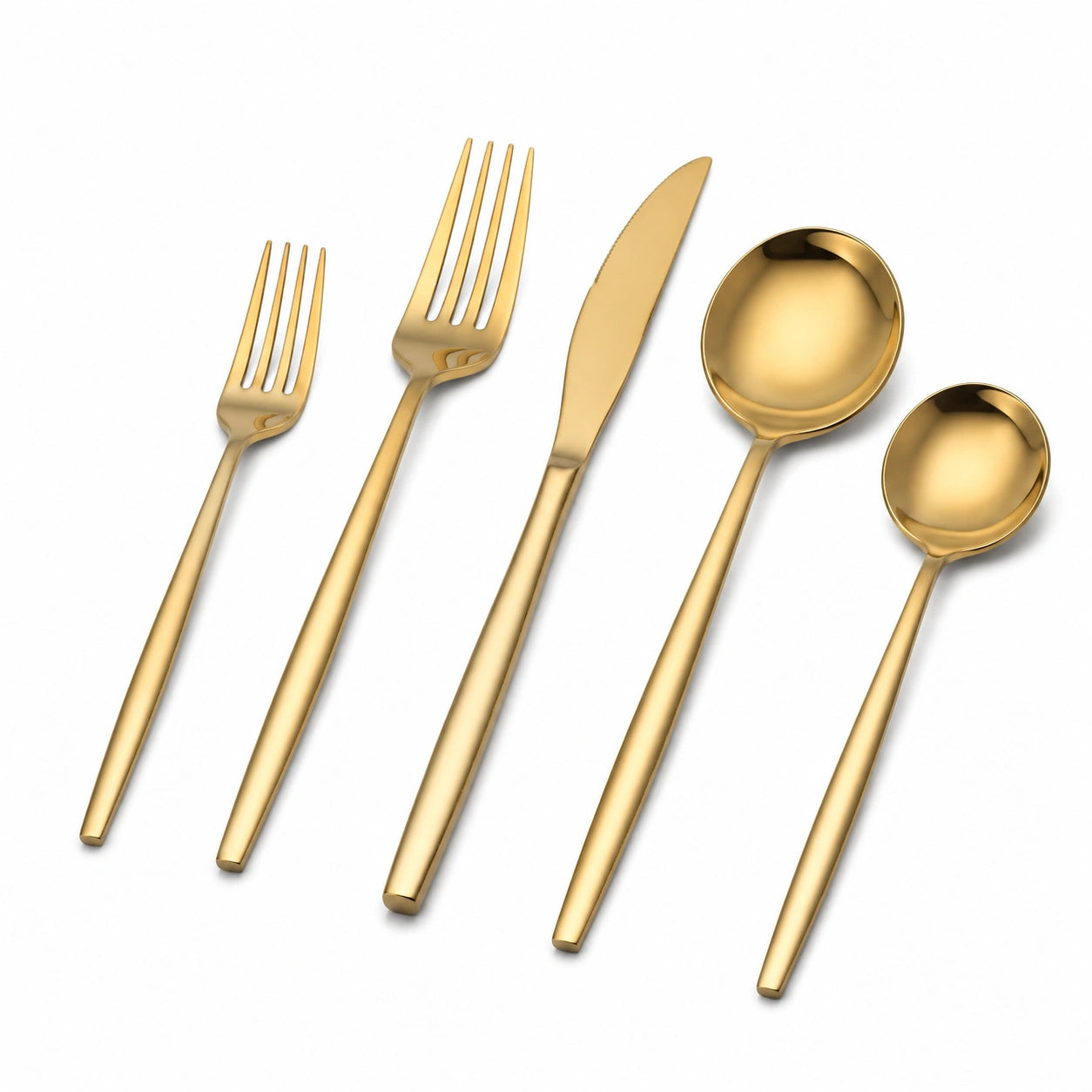 Besteckset 5-teilig 16-23 cm Edelstahl goldfarben poliert für Tischgedeck