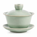 Gaiwan Teeschale 150 ml Keramik Hellgrün mit Deckel und Untertasse