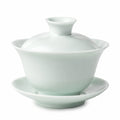 Gaiwan Teetassen Set 180 ml Porzellan Hellgrün mit Deckel und Untertasse