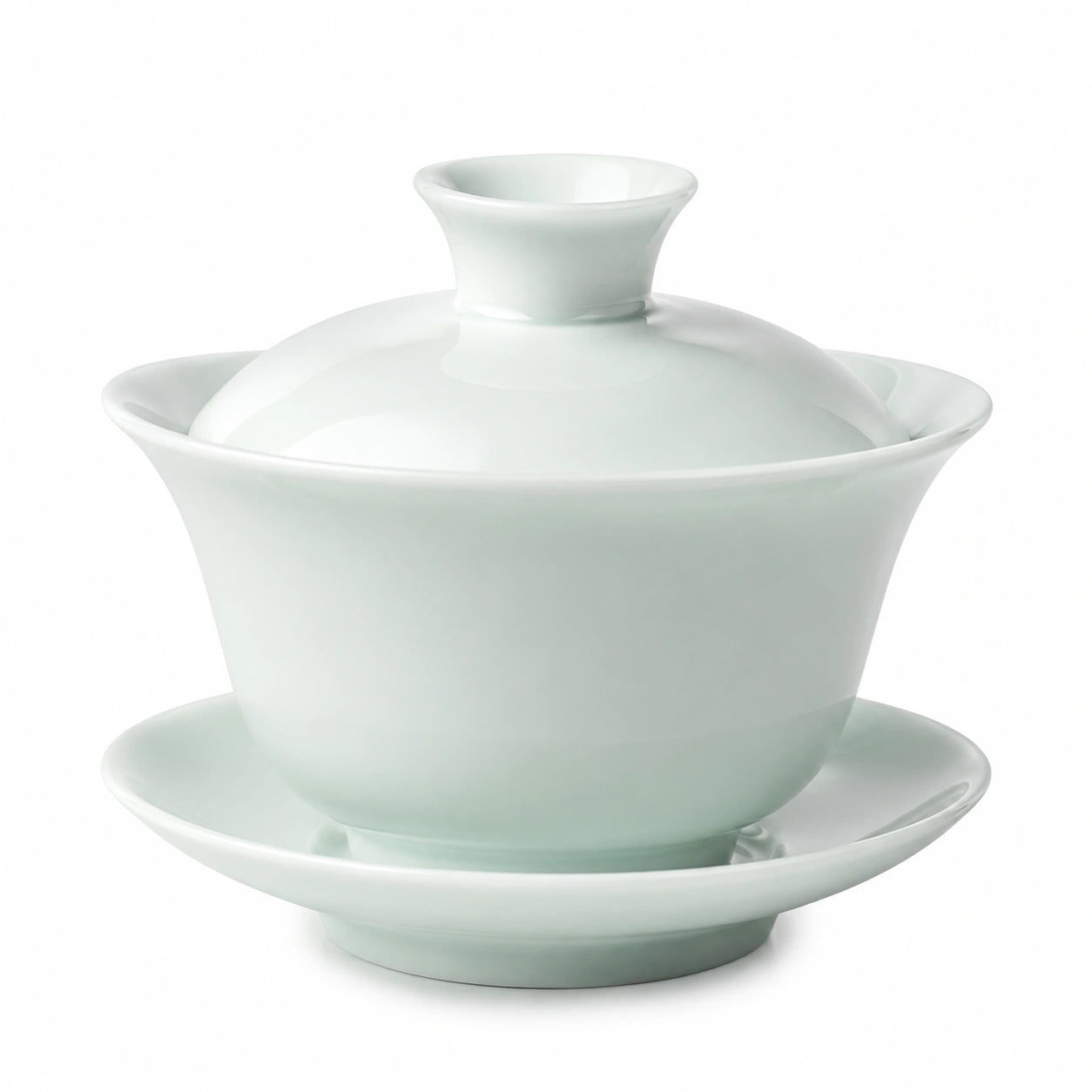 Gaiwan Teetassen Set 180 ml Porzellan Hellgrün mit Deckel und Untertasse