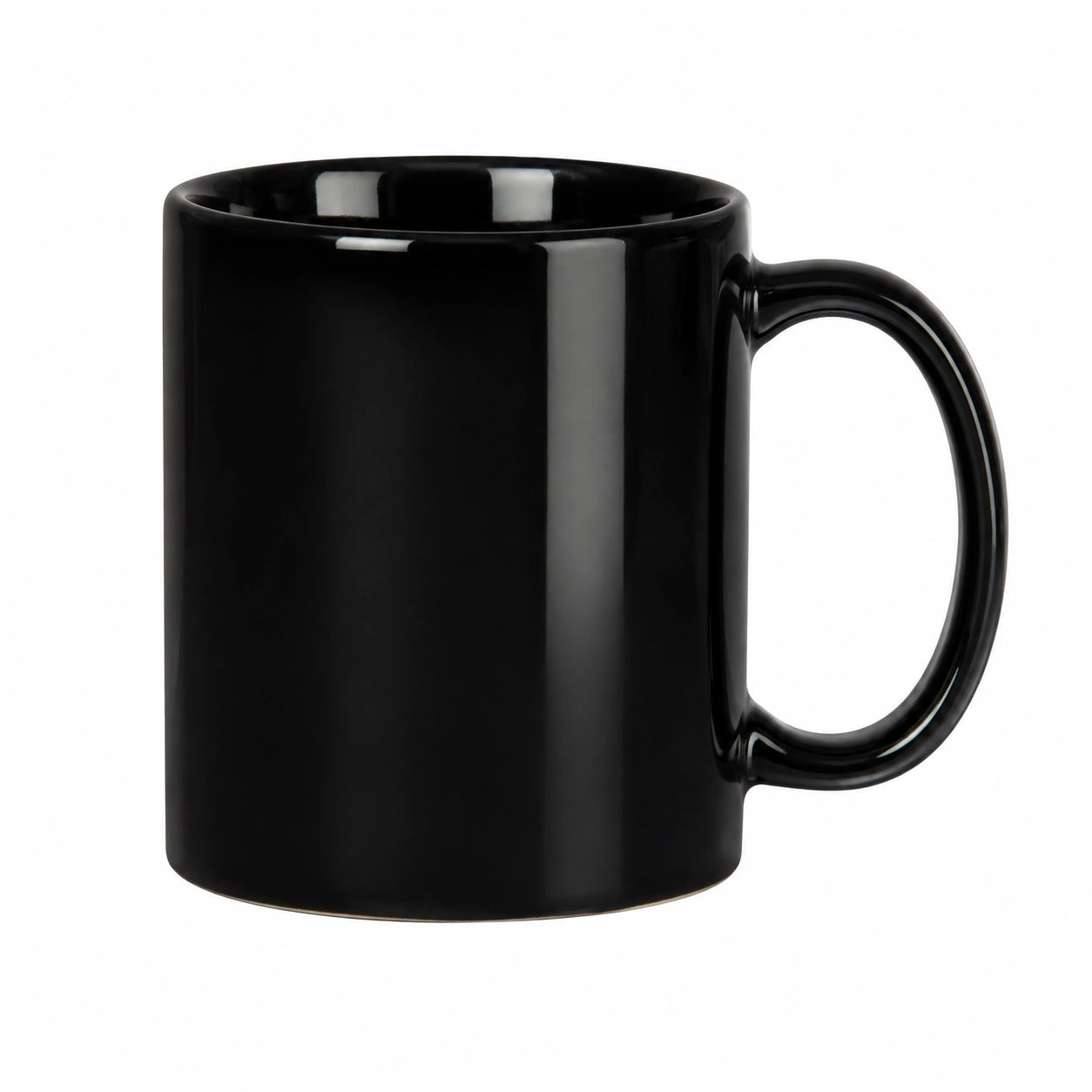 Keramiktasse 300 ml Schwarz glänzend mit Henkel
