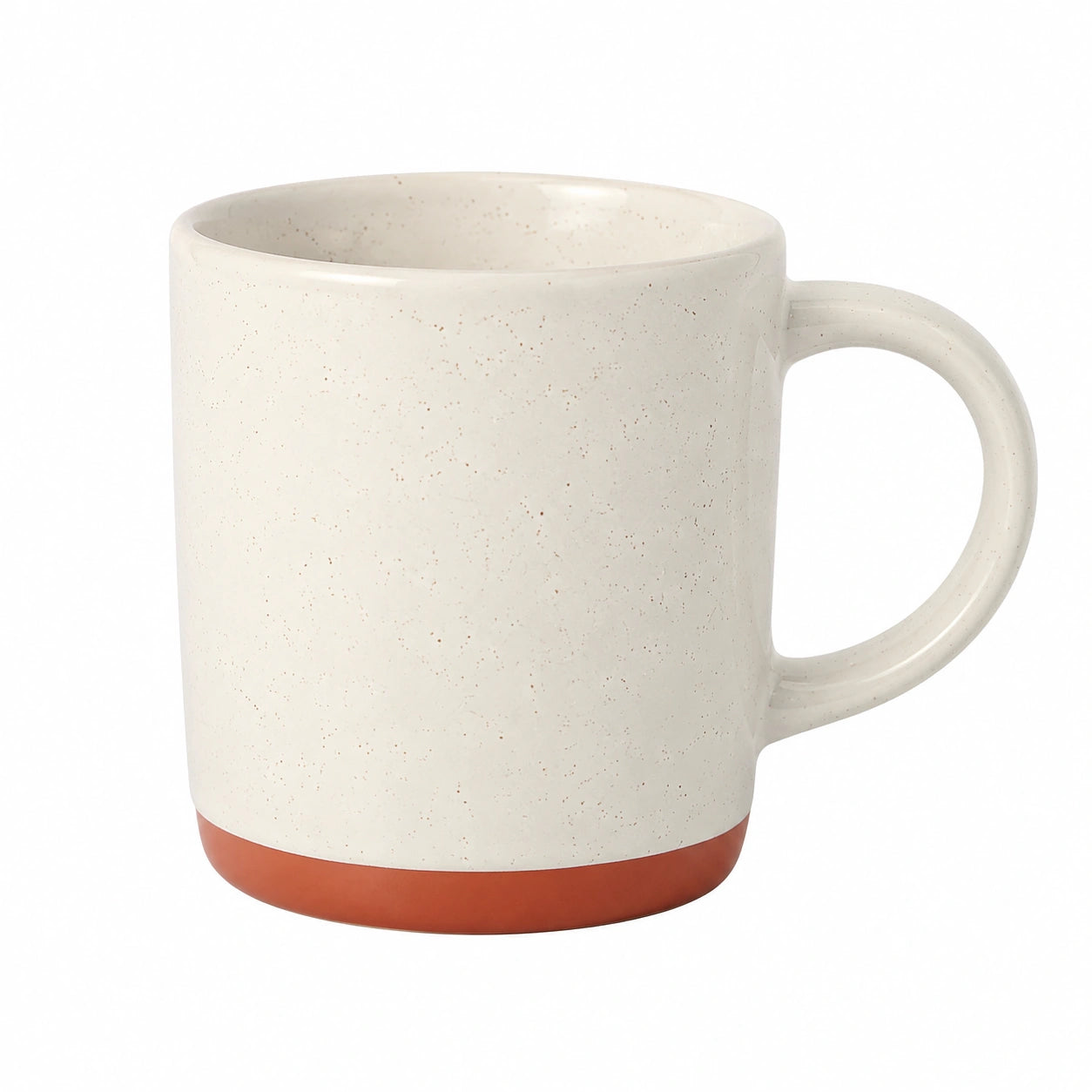 Keramik Kaffeebecher 400 ml 9.5 cm Creme Terrakotta gesprenkelt mit Henkel