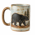Keramiktasse 400 ml Beige Blau mit Bärenmotiv rustikale Kaffeetasse