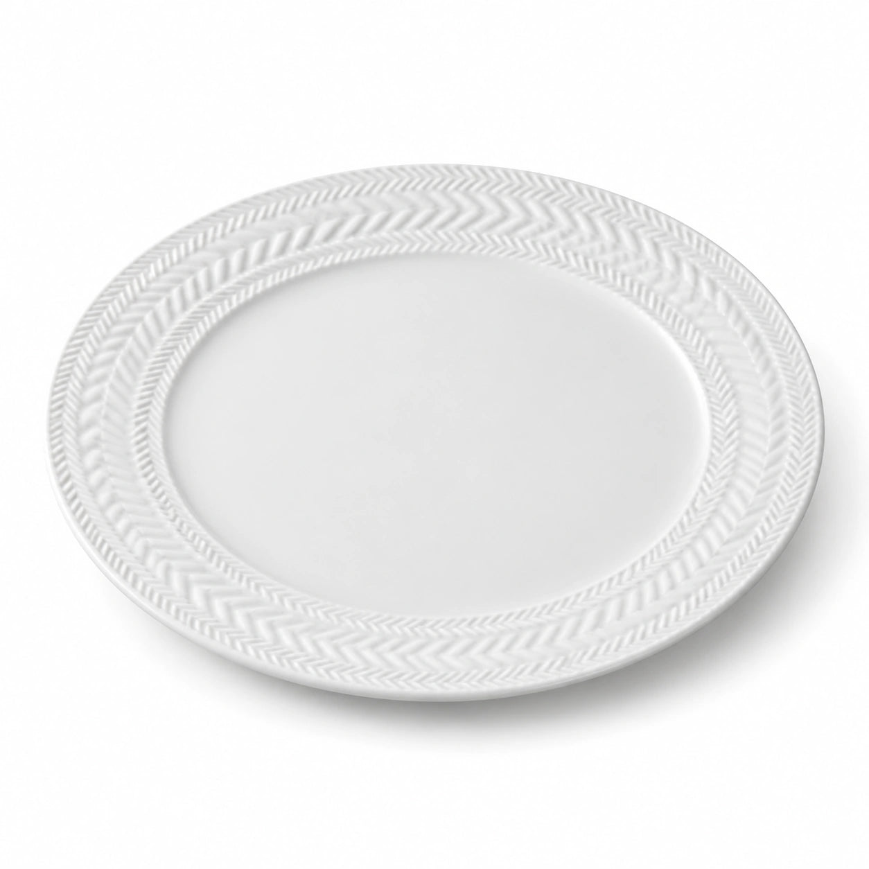 Speiseteller 27 cm aus Keramik Weiß mit Fischgrätmuster