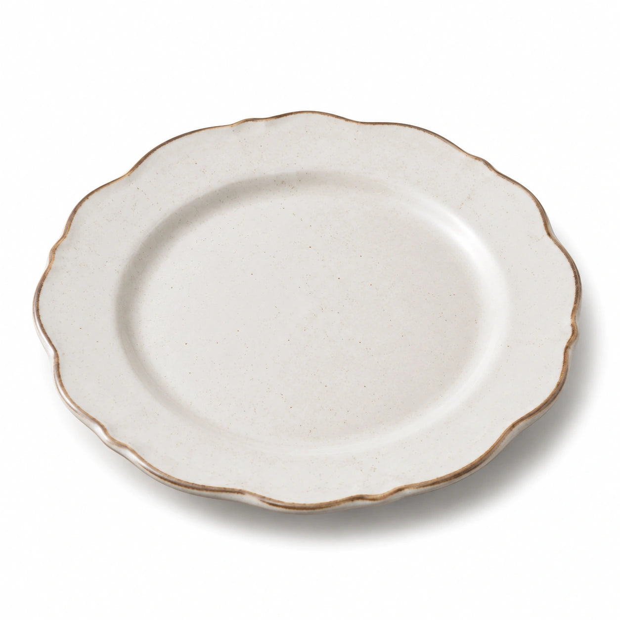 Speiseteller 26 cm Keramik Cremefarben mit gewelltem Rand
