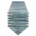 Tischläufer 180 x 35 cm aus Webtextil in Blau Weiß mit Pomponbesatz